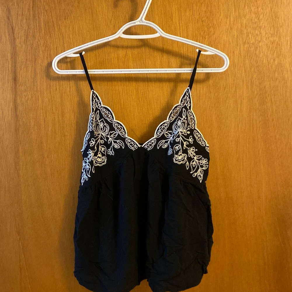 Elegant Black and White Lace Tank Top